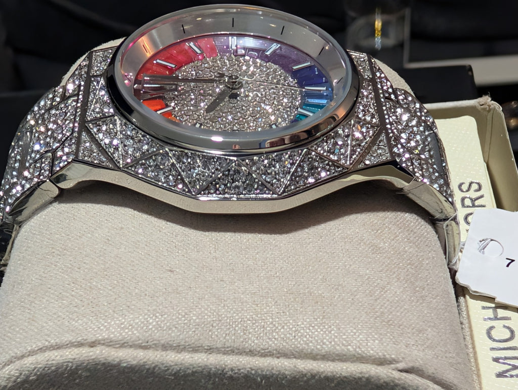 Michael Kors Limited-Edition Oversized Raquel Rainbow Pavé Watch Mk7365LE NEW 
