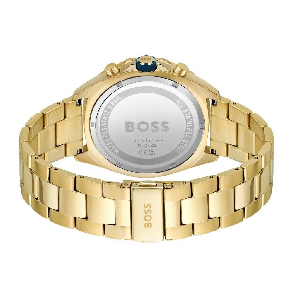 HUGO BOSS 1513973 Energy Chrono Gold Stainless Steel Blue Dial Mens Watch 44mm