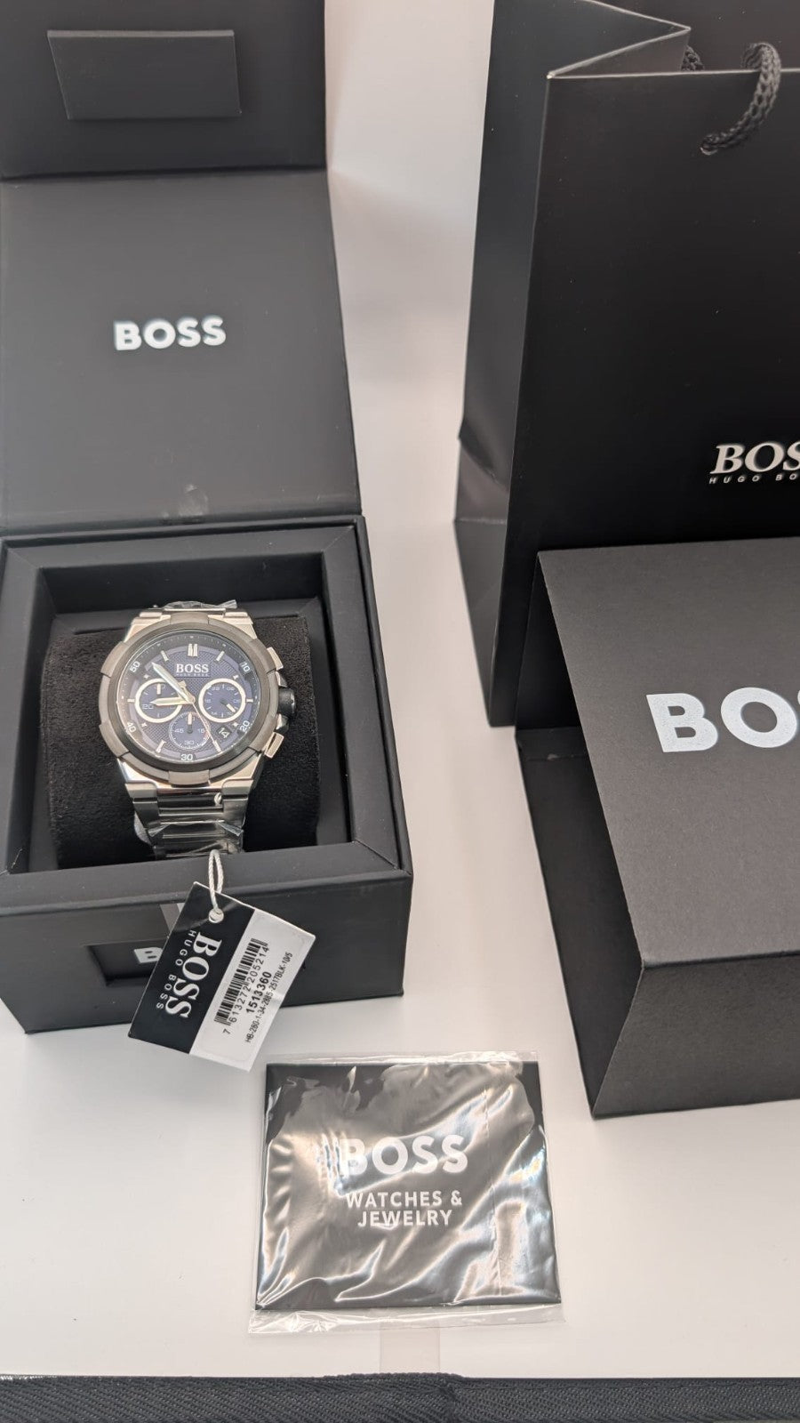 New Hugo Boss Men's Watch Luxury Silver  1513360 Supernova Chronograph 45mm 