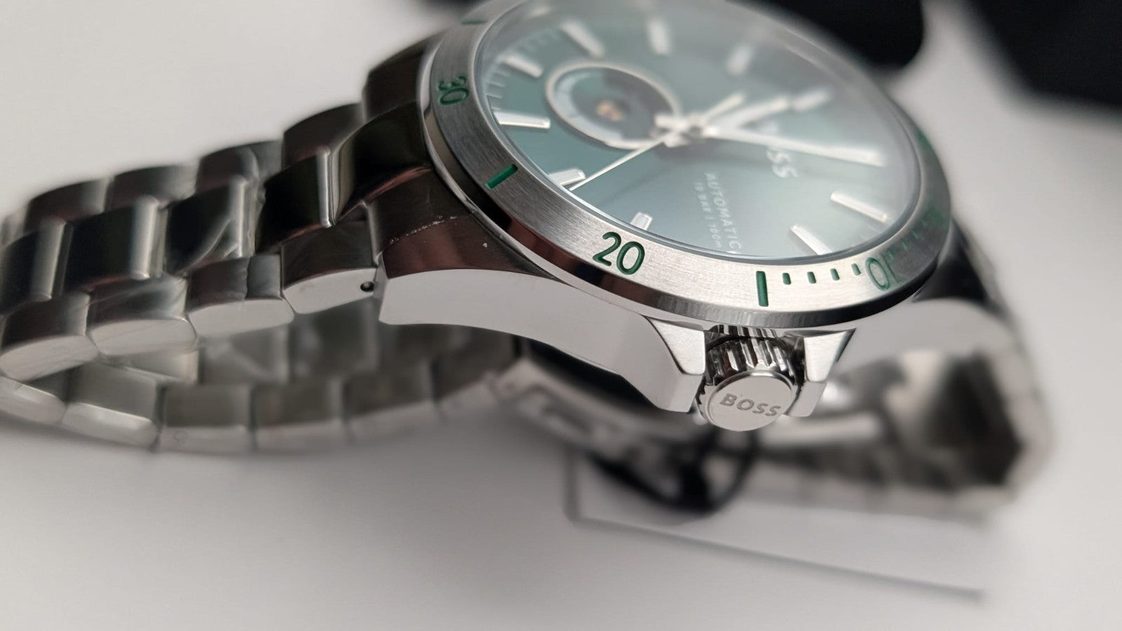 BOSS Troper 1514200 42mm Mens Watch Automatic S/Steel Silver With Green Dial 