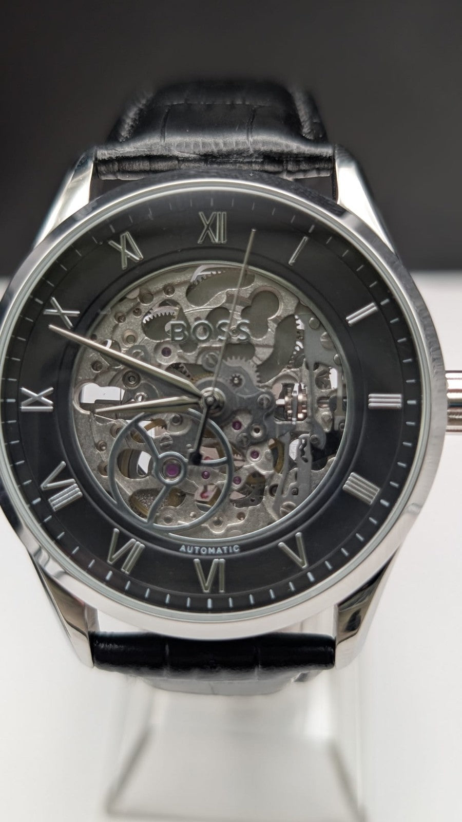 Hugo Boss Principle Skeleton 1514234 Men's Watch Automatic Leather Strap 41mm 