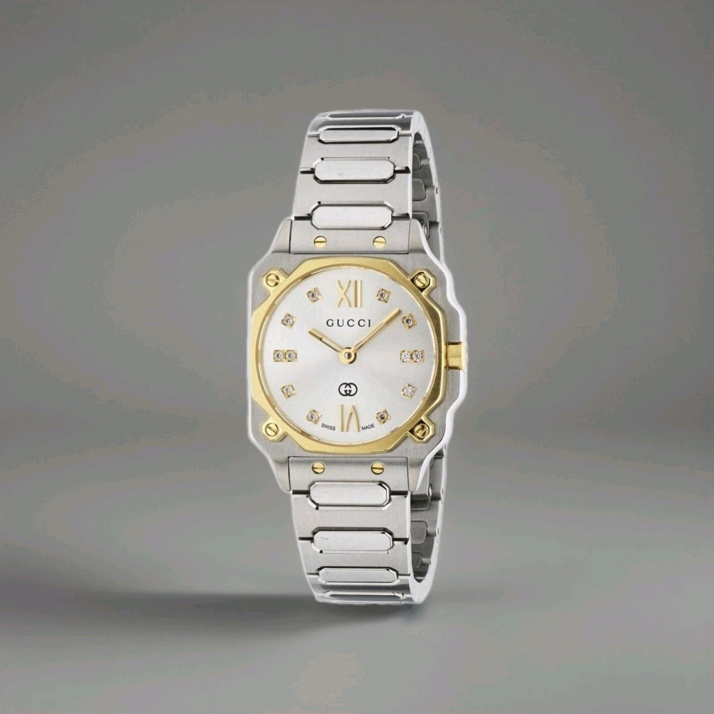 Gucci G-Flat 24mm Diamond Ladies Watch YA166503 24 mm 18kt Gold Plated / Silver