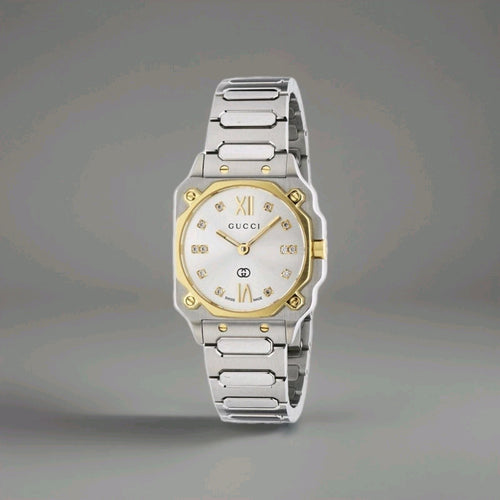 Gucci G-Flat 24mm Diamond Ladies Watch YA166503 24 mm 18kt Gold Plated / Silver