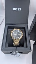 New Hugo Boss Watch HB1513932 Globetrotter Gold Tone Men's Watch 46mm 