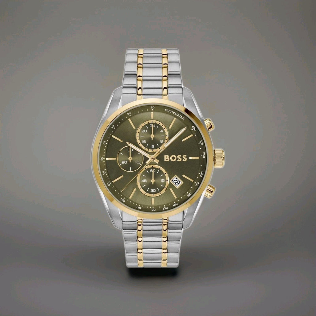 BOSS Grand Prix 44.5mm  Stainless Steel Yellow Gold Tone Chrono Men’s 1514227