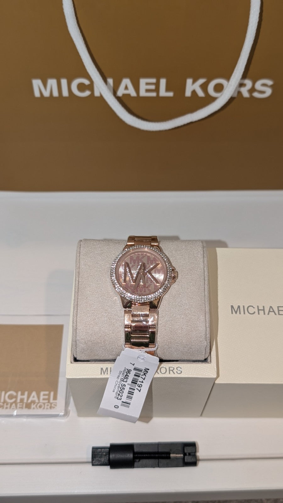 Michael Kors Camille Women's Watch MK7197 Rose Gold With Michael Kors Logo. 32mm