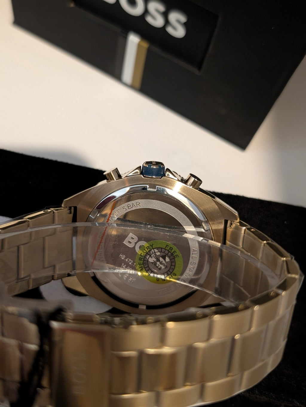 HUGO BOSS 1513973 Energy Chrono Gold Stainless Steel Blue Dial Mens Watch 44mm