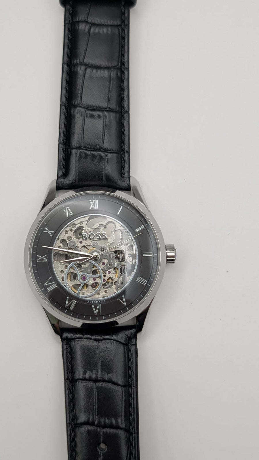 Hugo Boss Principle Skeleton 1514234 Men's Watch Automatic Leather Strap 41mm 