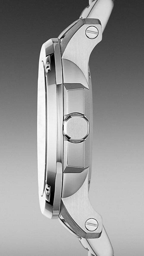 New Burberry The Britain, White Dial, Silver Strap Womens Watch. BBY1703 34MM