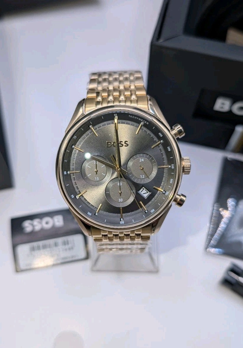 HUGO BOSS MENS GREGOR CHRONO WATCH HB1514051 GOLD 45mm WARRANTY 