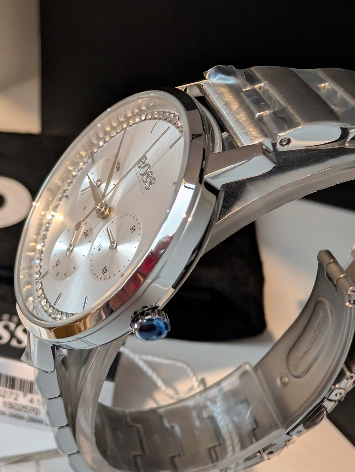 HUGO BOSS 1502570 Prima Silver With Silver Dial Strap Dial Women Watch 35mm New 