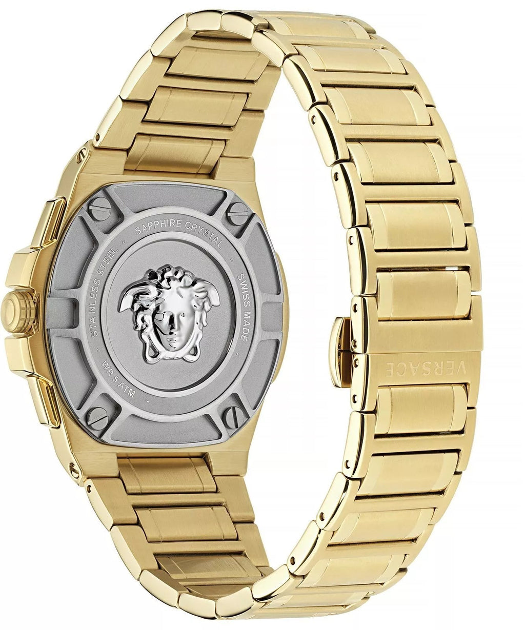 Versace Men Gold 45mm Bracelet Watch VE7H00723 GOLD Brand New With Box Warranty