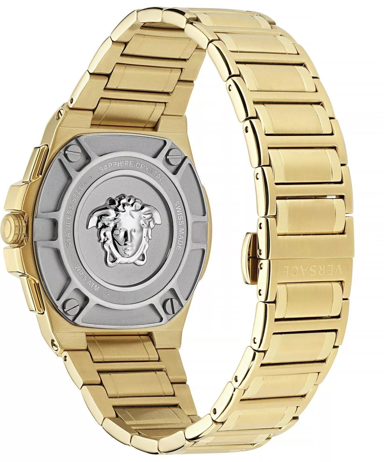 Versace Men Gold 45mm Bracelet Watch VE7H00723 GOLD Brand New With Box Warranty