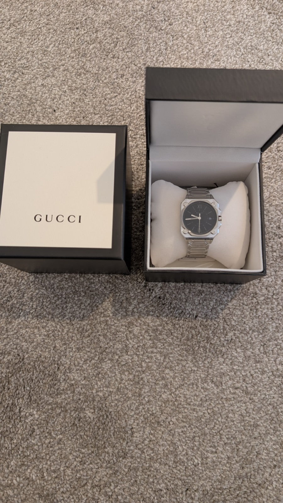 Gucci G-Flat Automatic  36mm Black Dial Men's Watch YA166401 Stainless Steel NEW