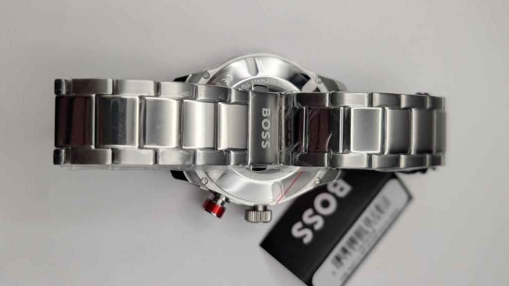 Hugo Boss 1514179 Bossmatic Men's Watch 42mm Automatic Silver With Red Dial 