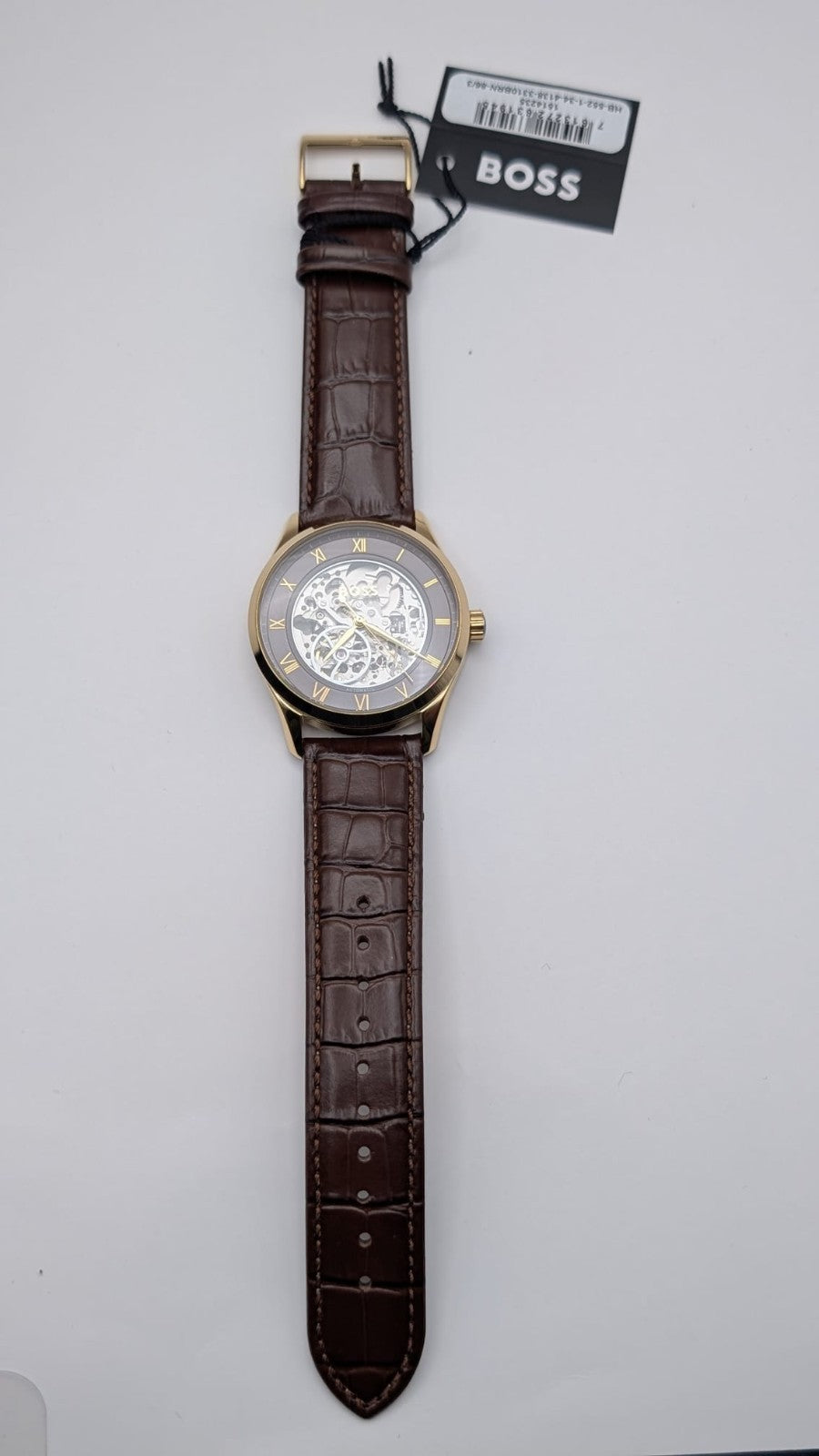 Hugo Boss Principle Skeleton 1514235 Men's Watch.  Brown Leather Strap 41mm 