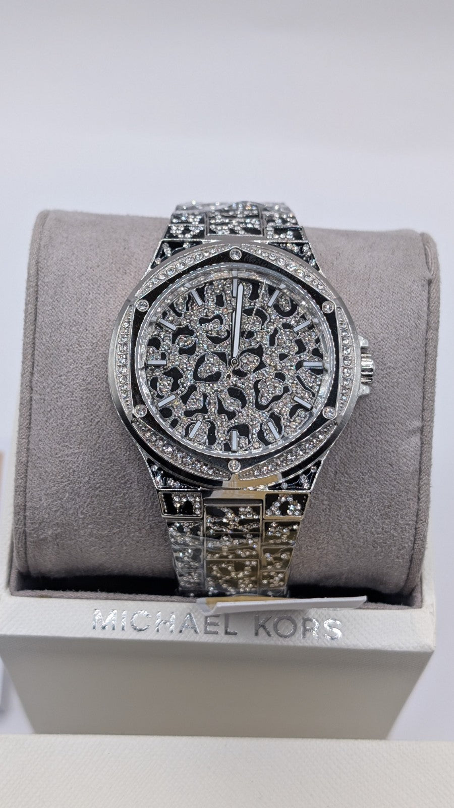 Brand New michael kors mk7408 lennox animal silver crystal pave ladies watch. 