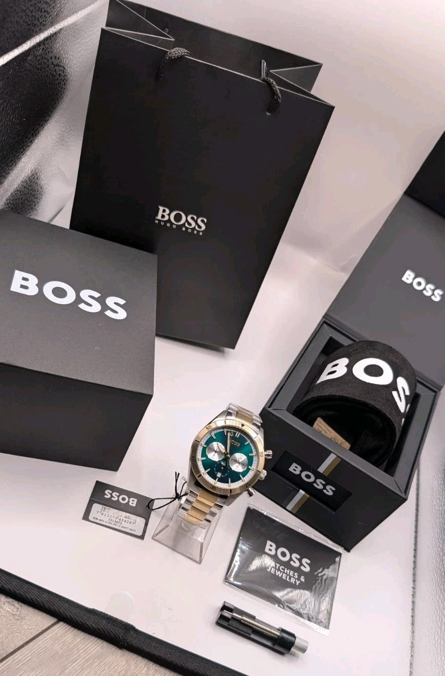 HUGO BOSS Santiago 1513872 44mm Silver Stainless Steel Case with Two-Tone Strap 