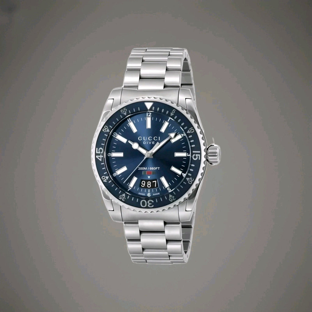 Gucci YA136311 Dive 40mm Blue Dial Men's Steel Watch Swiss 200m Brand New + Box