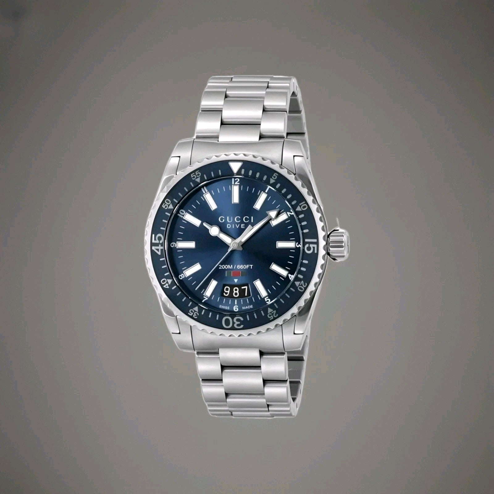 Gucci YA136311 Dive 40mm Blue Dial Men's Steel Watch Swiss 200m Brand New + Box