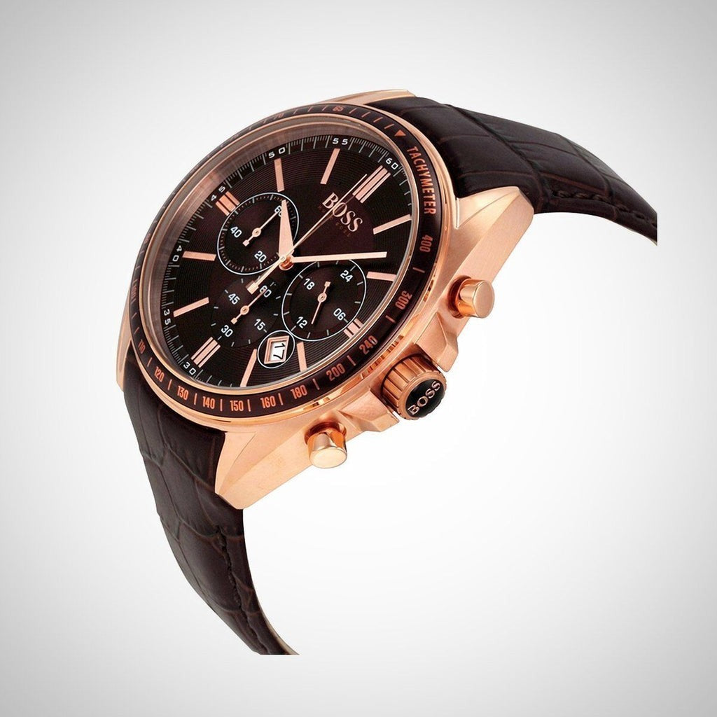 New Genuine HUGO BOSS Driver HB1513093 Luxury Brown Leather Strap Mens Watch UK