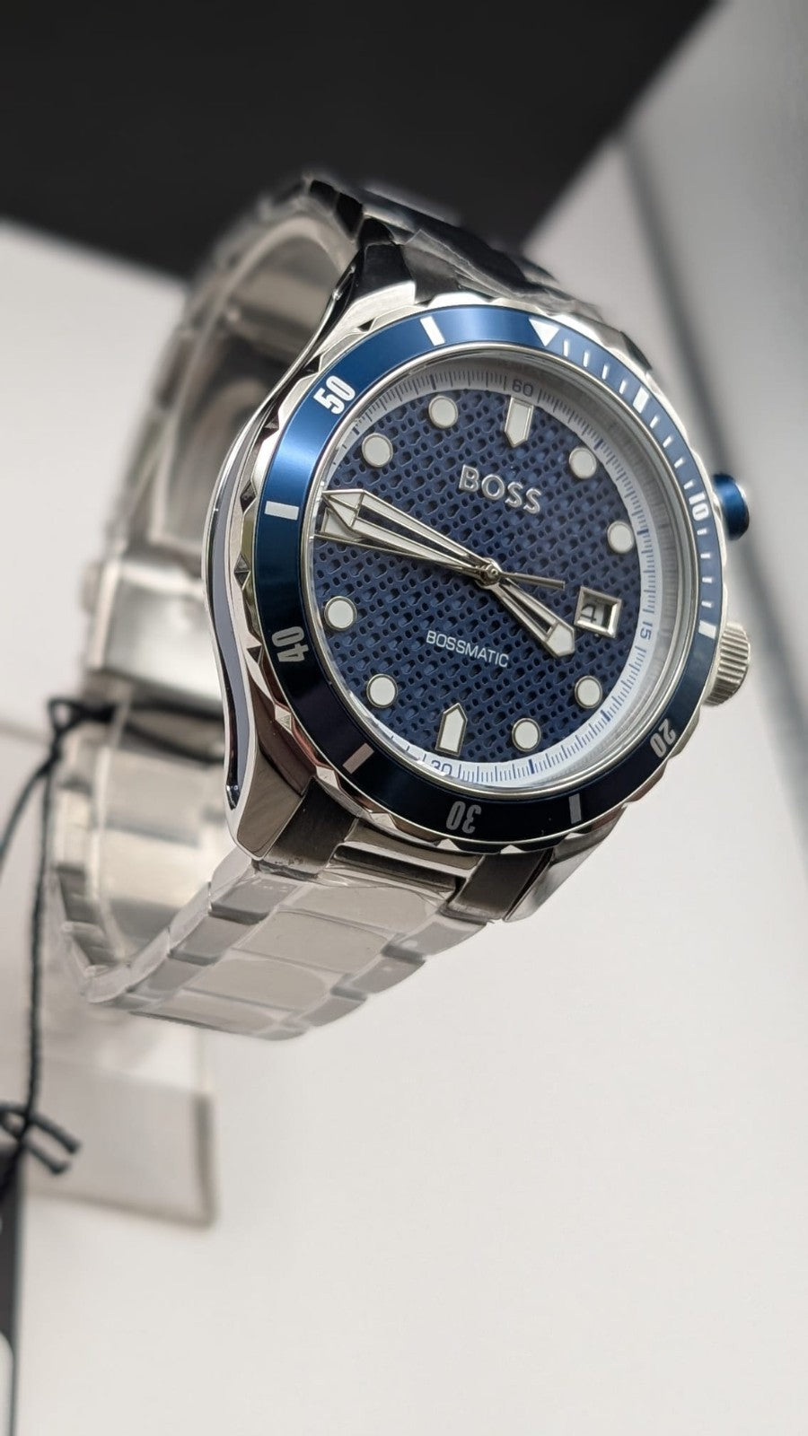 Hugo BOSS 1514177 Bossmatic 42mm Mens Watch Automatic Silver With Blue Dial New.