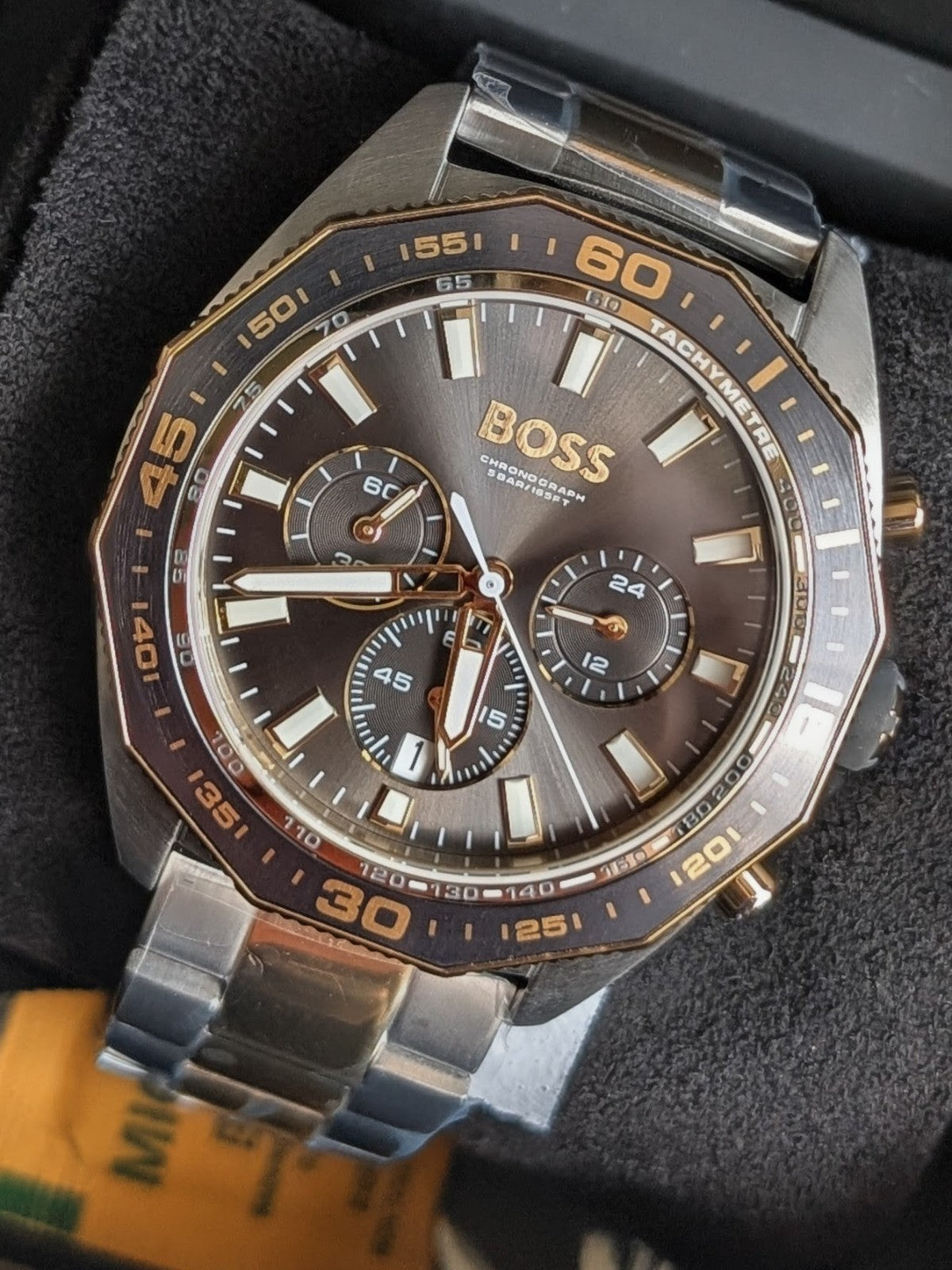 HUGO BOSS HB 1513974 ENERGY GOLD & SILVER MENS WATCH 44mm- BRAND NEW IN BOX