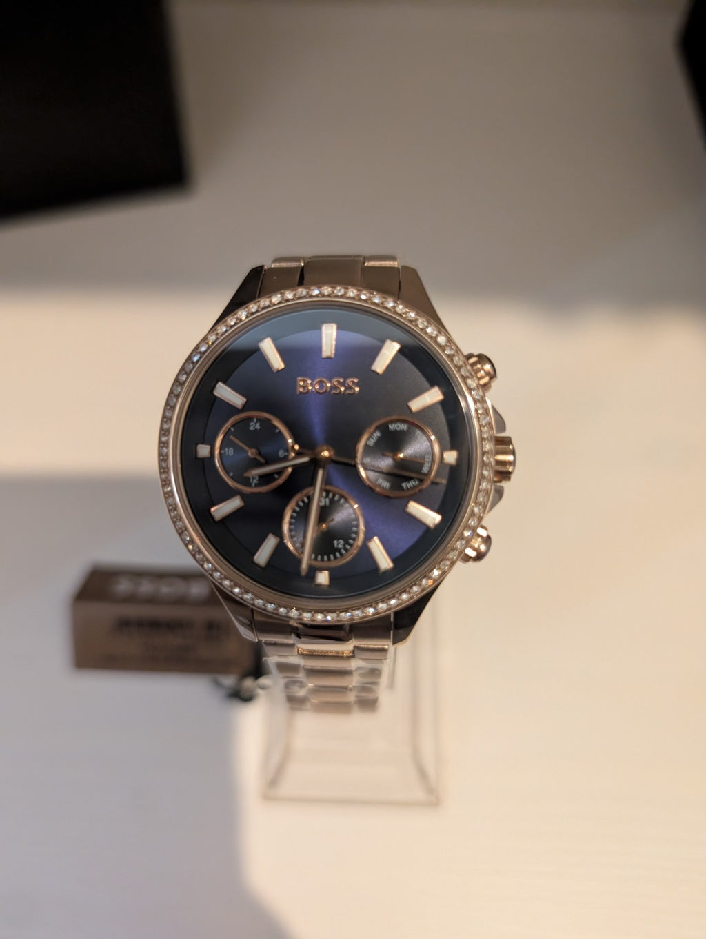 HUGO BOSS 1502566 Womens Watch Hera Blue Dial Rose Gold Strap  38mm. Brand New 