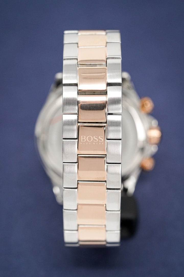 NEW BOSS MENS WATCH 1513339 STAINLESS CHRONO STEEL TWO TONE BRACELET WARRANTY