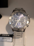 HUGO BOSS Troper 1514069 Blue Dial Silver Steel Strap Chrono Mens Watch 45mm NEW