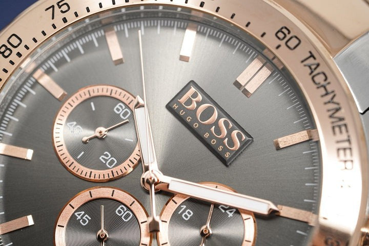 NEW BOSS MENS WATCH 1513339 STAINLESS CHRONO STEEL TWO TONE BRACELET WARRANTY