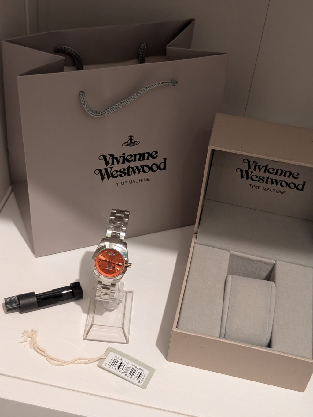 Vivienne Westwood VV292ORSL Fenchurch 29mm Ladies Watch Silver With Orange Dial