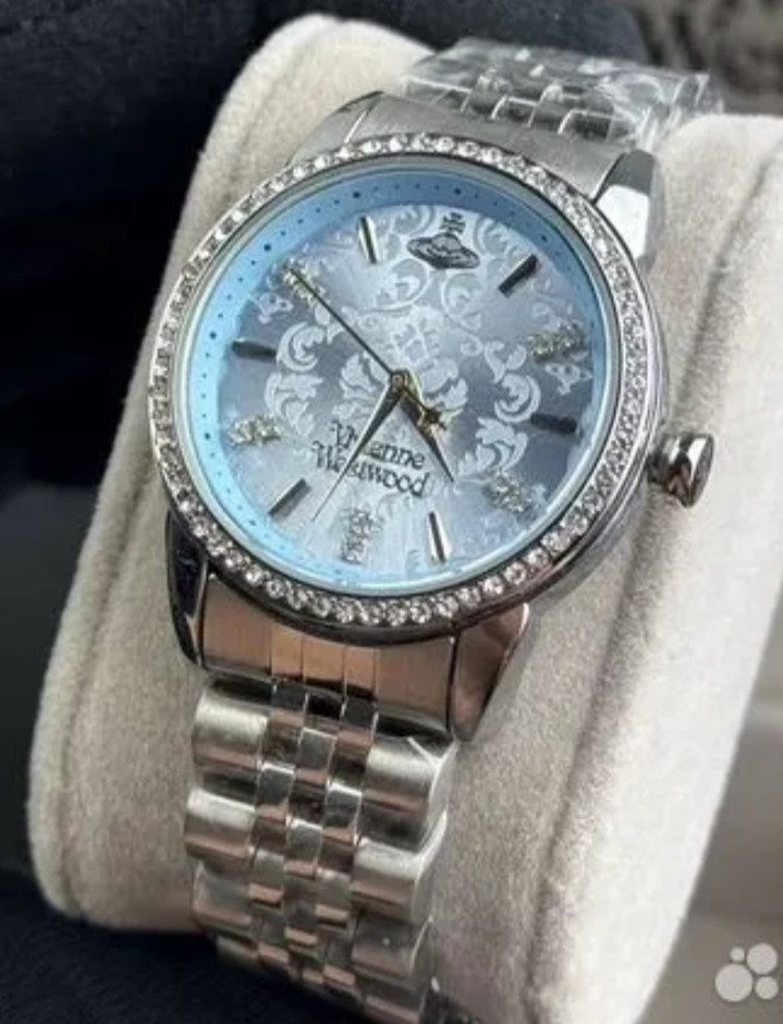 Vivienne Westwood VV327LBLSL Little Wallace Watch 32mm Silver with Blue Dial New
