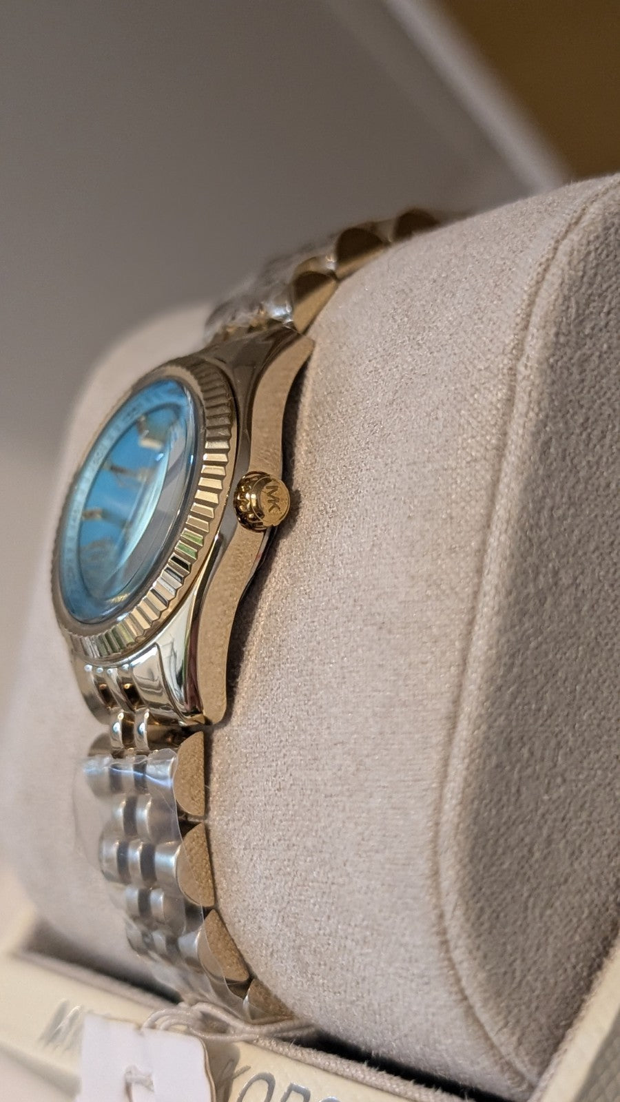 Michael Kors Lexington MK3271 Watch Women  Gold With Baby Blue Dial  26mm NEW