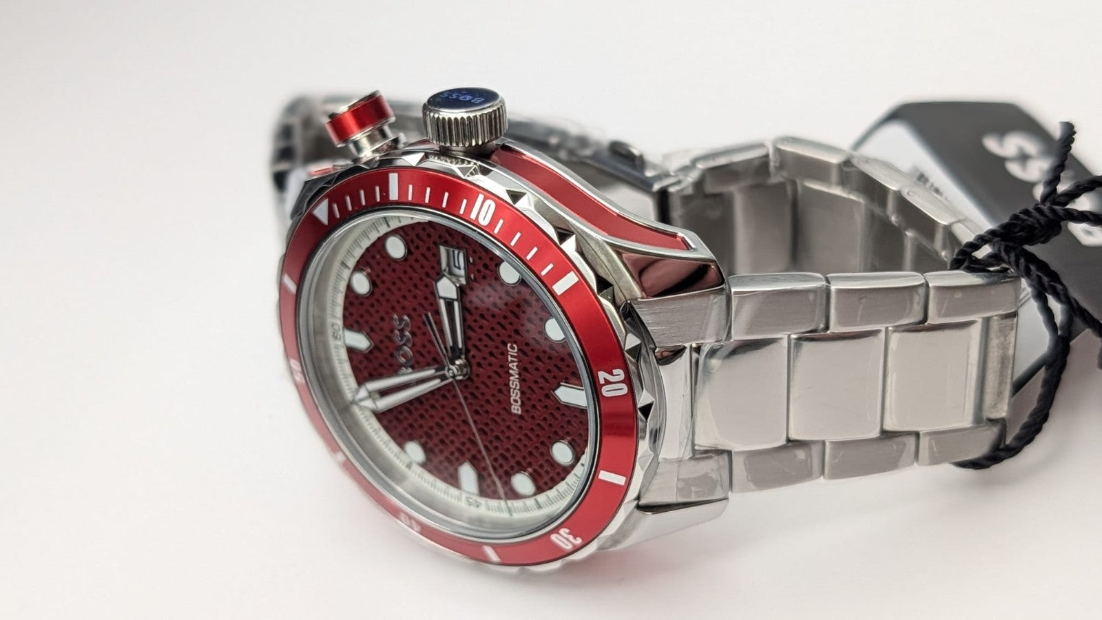 Hugo Boss 1514179 Bossmatic Men's Watch 42mm Automatic Silver With Red Dial 