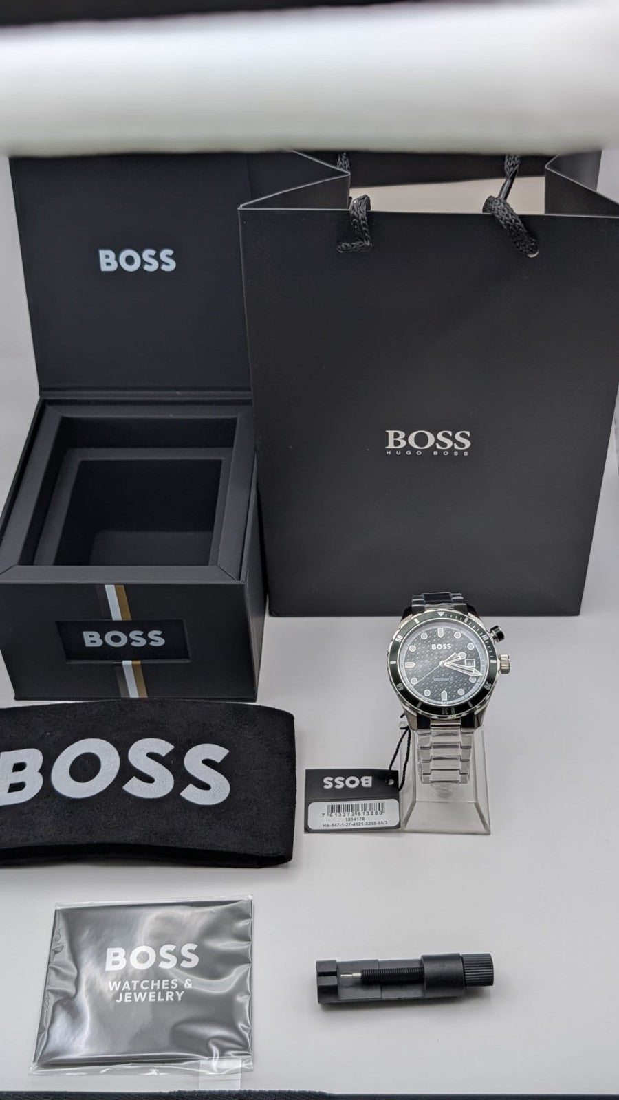 Hugo Boss 1514178 Bossmatic Mens Watch Automatic Silver With Green Dial New