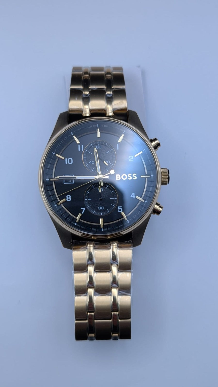 Hugo Boss 1514152 Sky Traveller Quartz Men's Watch Gold With Black Dial 44mm New
