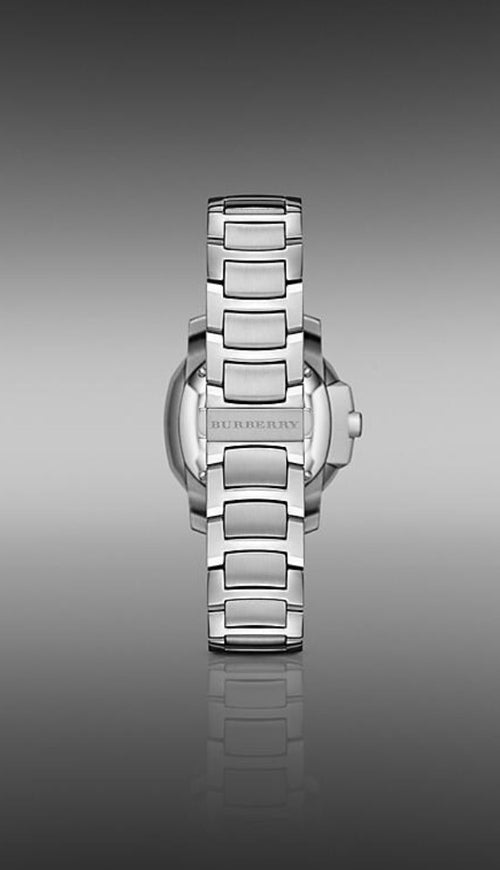 Burberry The Britain Diamonds Pink Dial Silver Strap Womens Watch. NEW. BBY1805