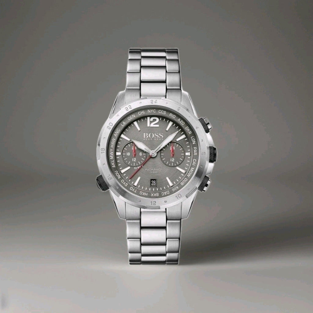 HUGO BOSS MENS NOMAD CHRONO WATCH HB1513774 SILVER - WARRANTY - RRP 449.00