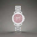 Burberry The Britain Diamonds Pink Dial Silver Strap Womens Watch. NEW. BBY1805