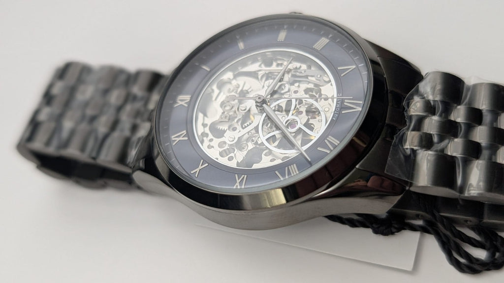 Hugo Boss Principle 1514254 Automatic Skeleton Mens Watch Gunmetal With Blue Dia