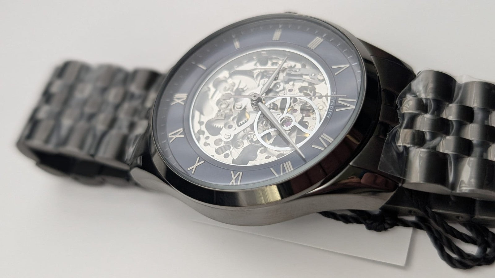 Hugo Boss Principle 1514254 Automatic Skeleton Mens Watch Gunmetal With Blue Dia