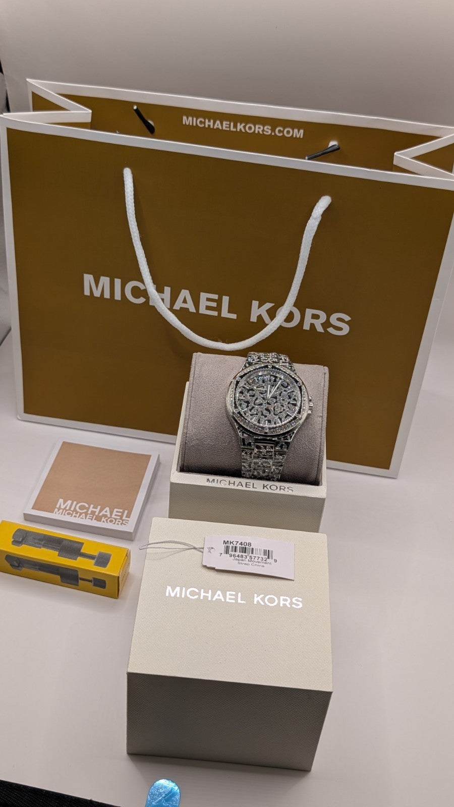 Brand New michael kors mk7408 lennox animal silver crystal pave ladies watch. 