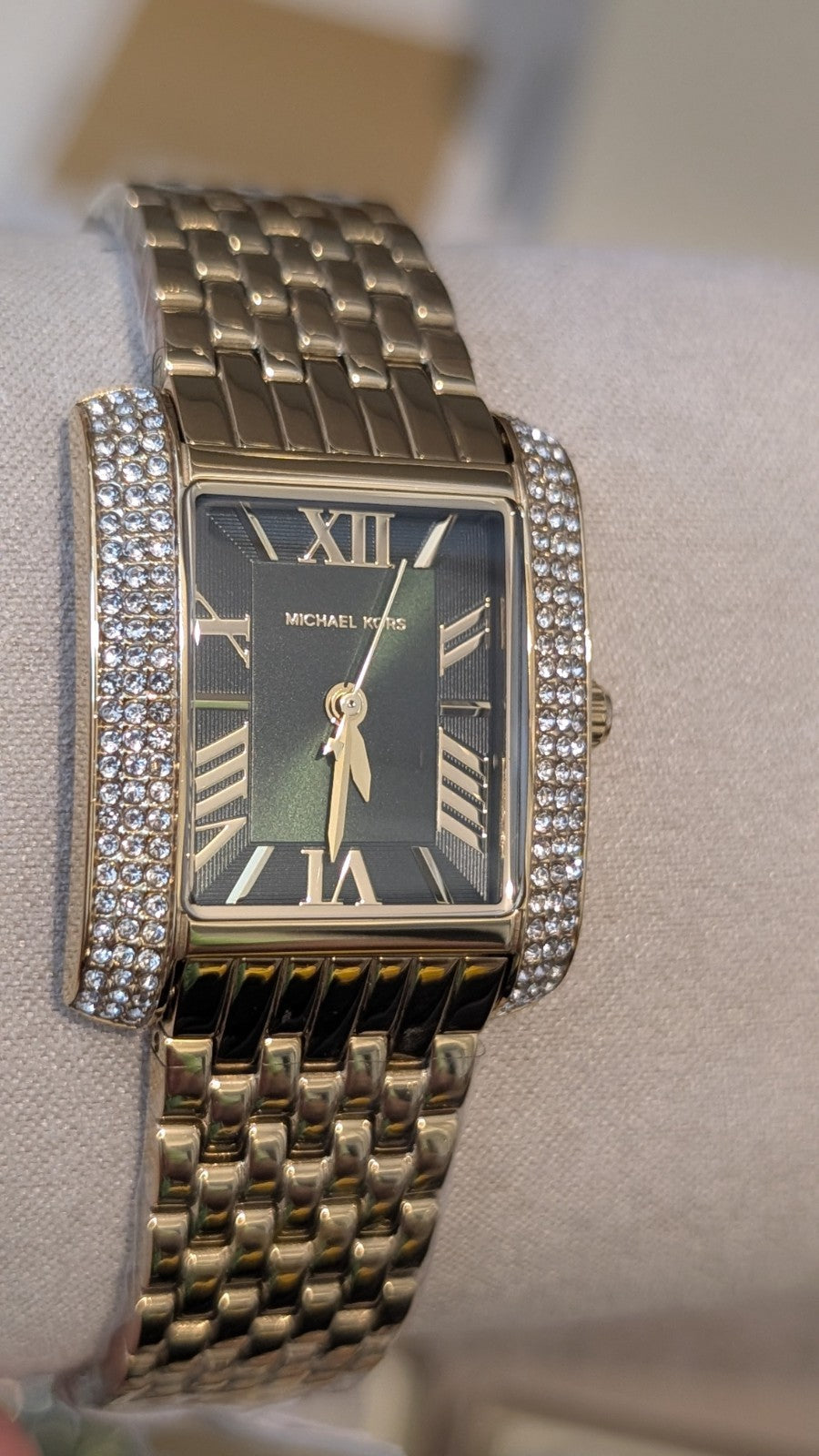 MICHAEL KORS MK4742 EMERY PETITE PAVE WOMENS WATCH CRYSTALS GOLD & GREEN FACE