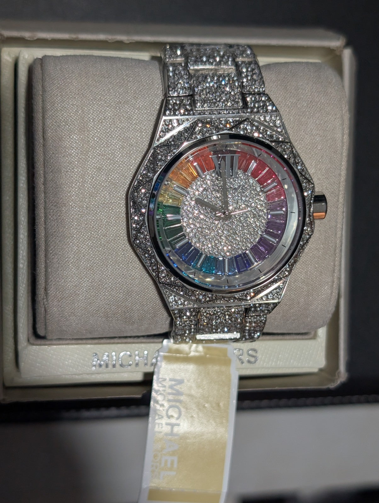 Michael Kors Limited-Edition Oversized Raquel Rainbow Pavé Watch Mk7365LE NEW 