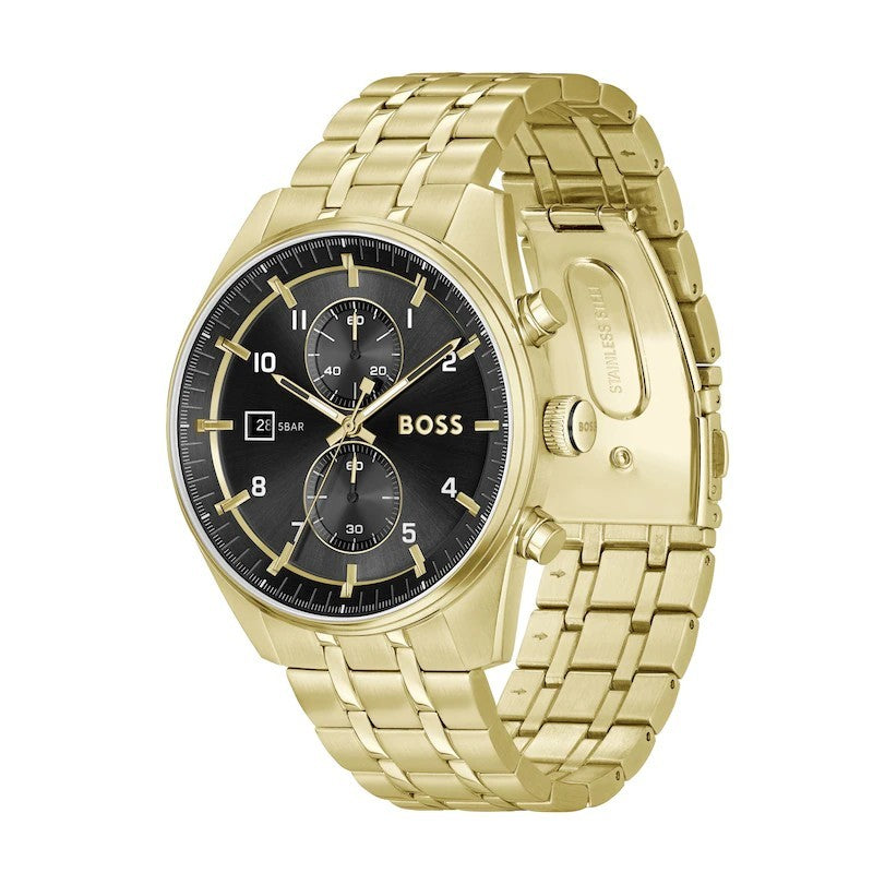 New Genuine HUGO BOSS Champion HB1513848 Gold Chronograph 44mm Mens Wrist Watch