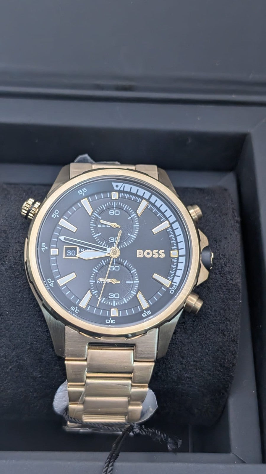 New Hugo Boss Watch HB1513932 Globetrotter Gold Tone Men's Watch 46mm 