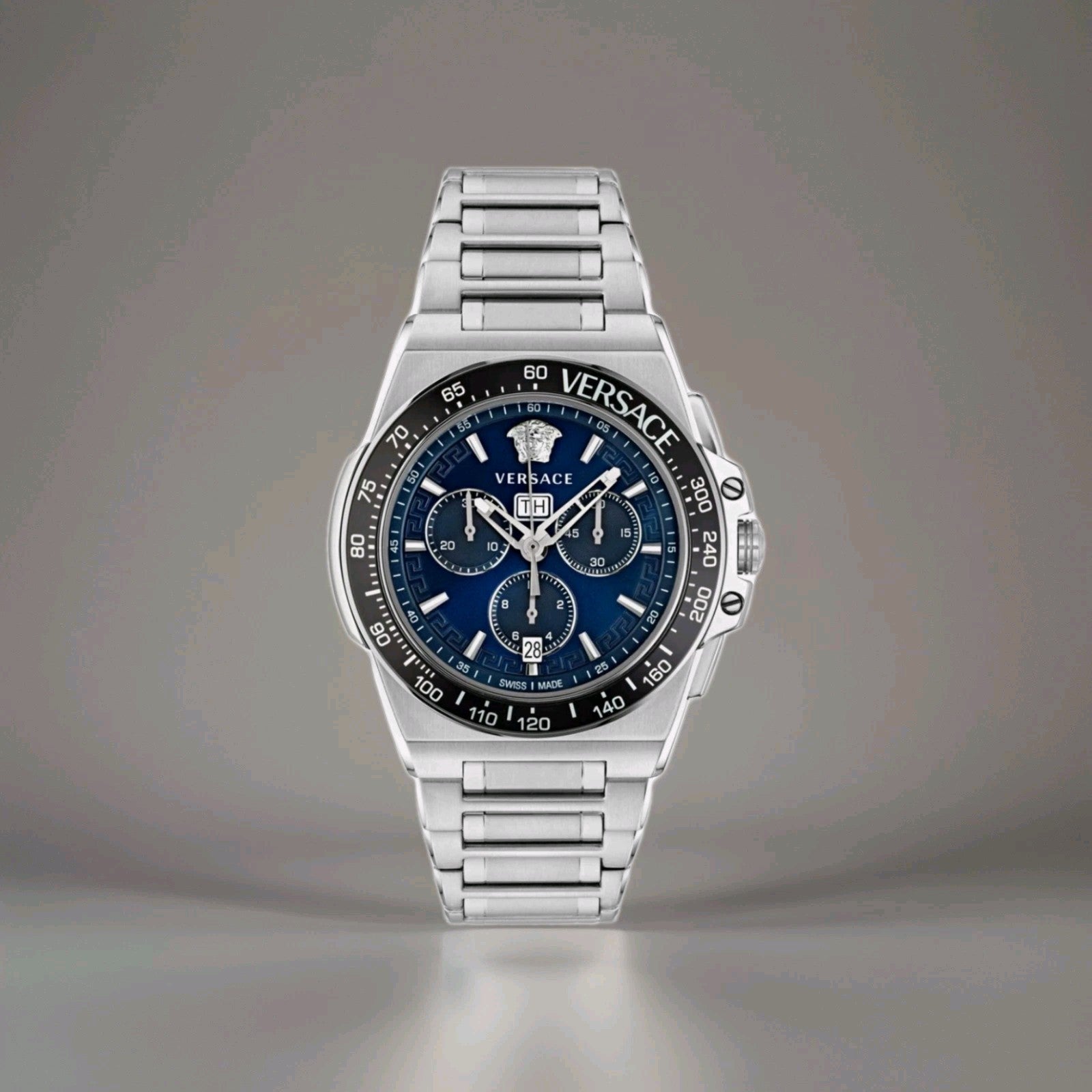 Versace Silver Mens Chronograph Watch Greca Extreme Chrono VE7H00423 Brand New 