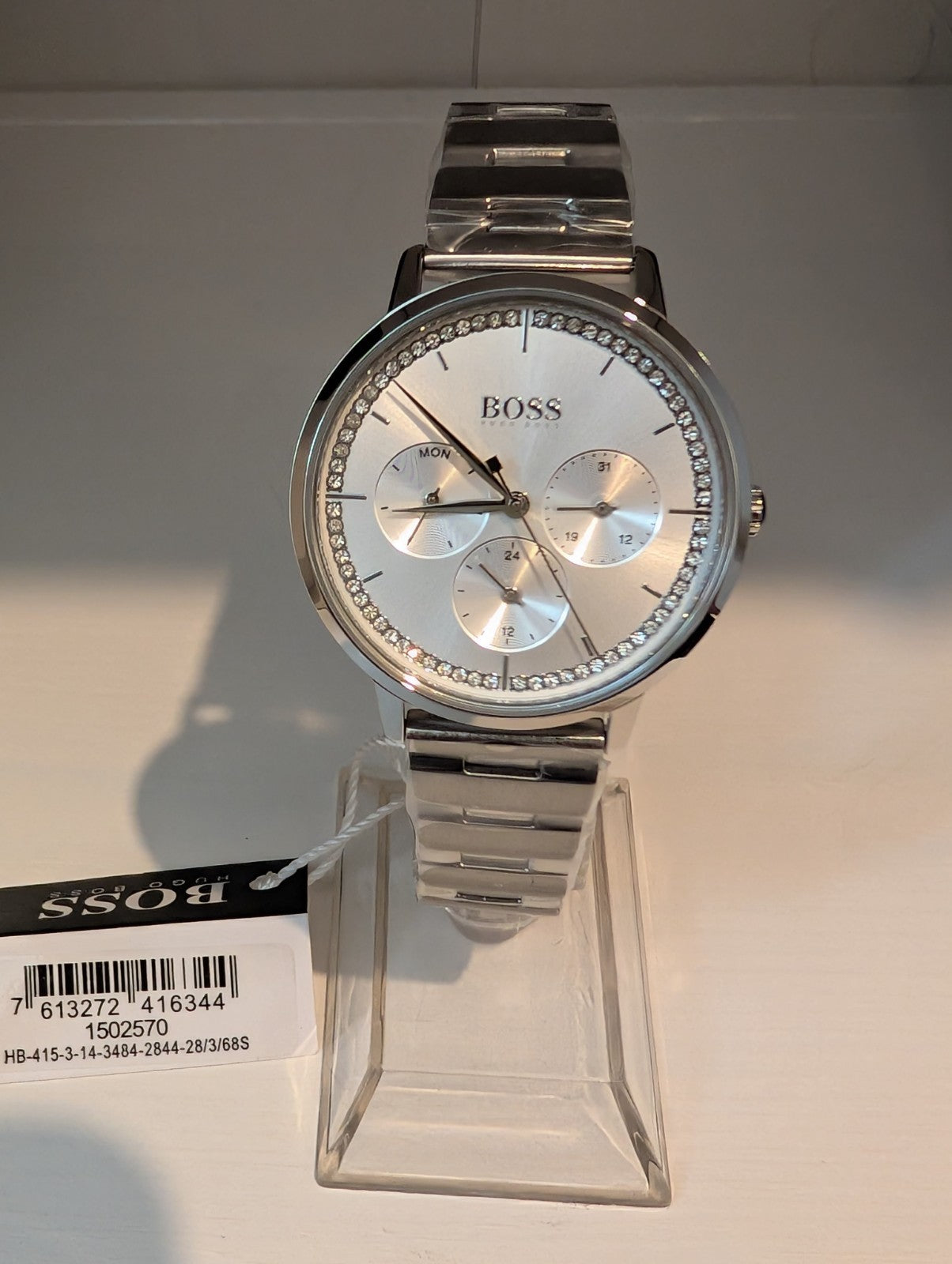 HUGO BOSS 1502570 Prima Silver With Silver Dial Strap Dial Women Watch 35mm New 
