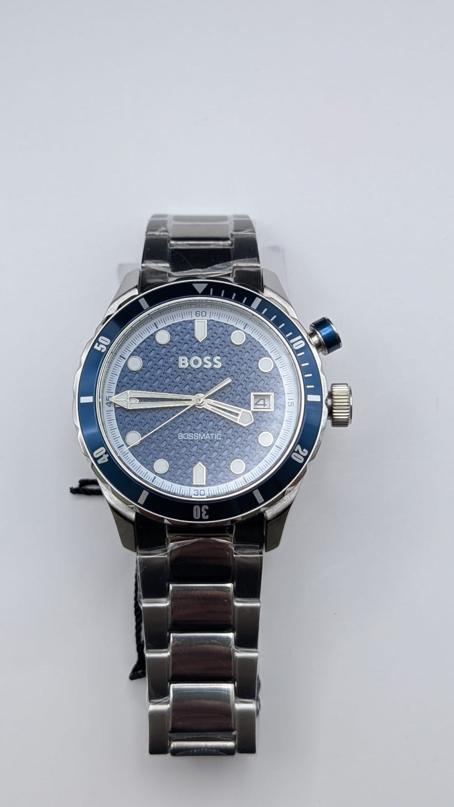 Hugo BOSS 1514177 Bossmatic 42mm Mens Watch Automatic Silver With Blue Dial New.